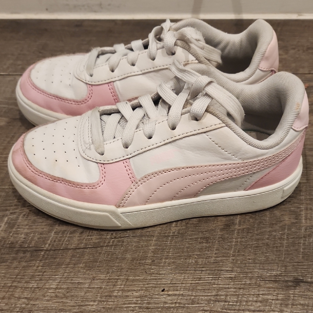 Puma Pink and White Sneakers with Suede and Leather Mix